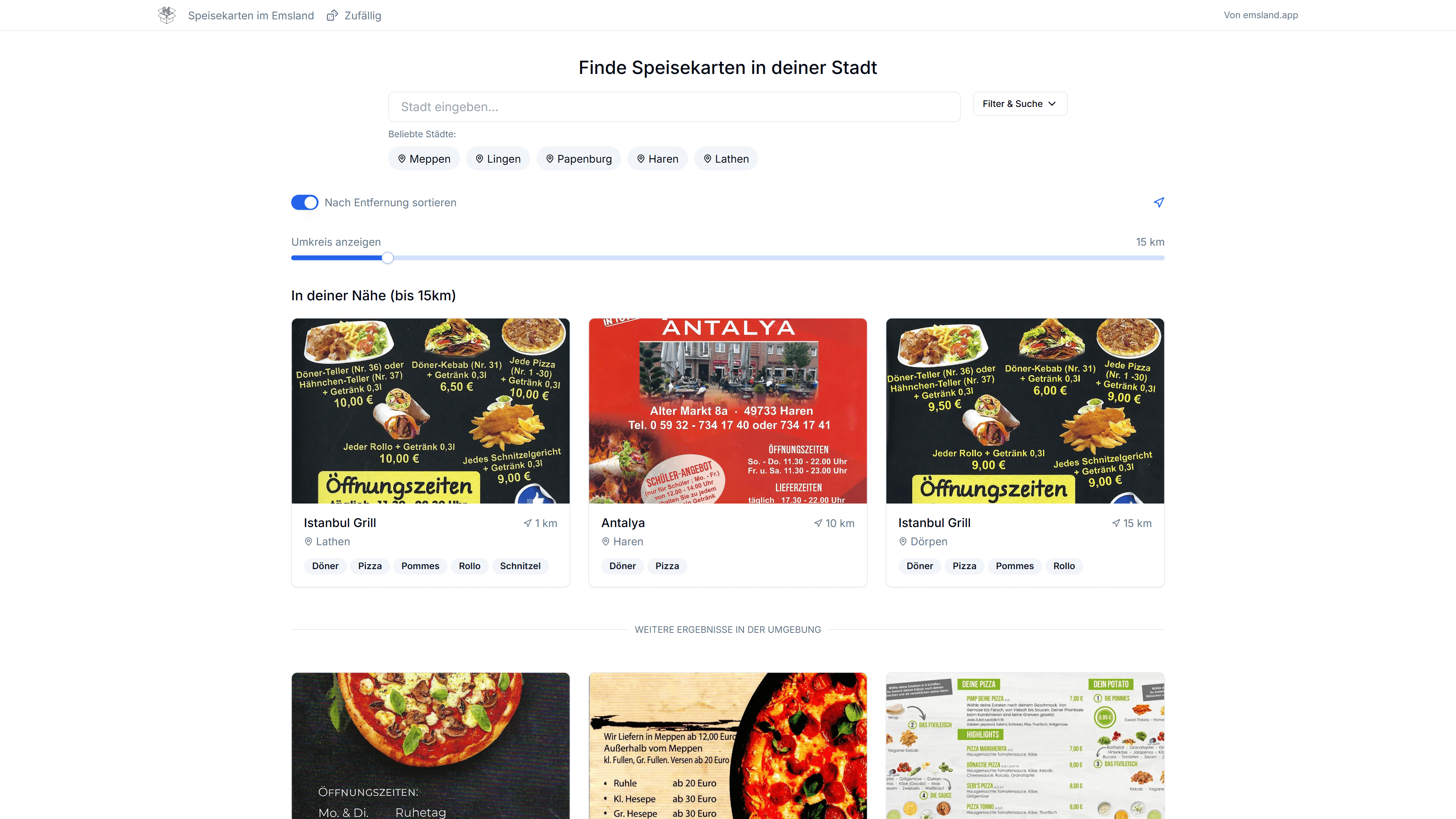 Digitale Speisekarte